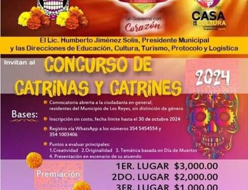 Invita Ayuntamiento de Los Reyes a celebrar el Día de Muertos con Concurso de Catrinas y Exposición de Altares
