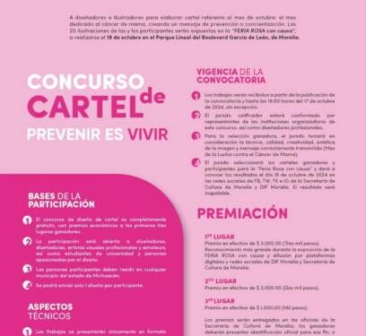 DIF Morelia y Secretaría de Cultura invitan al concurso de cartel ‘Prevenir es vivir