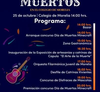 Colegio de Morelia ofrecerá programa de arte, cultura y tecnología en su celebración de Día de Muertos