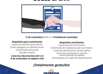 Lanzan convocatoria a la Campaña de Registros Extemporáneos y Bodas Civiles en Quiroga