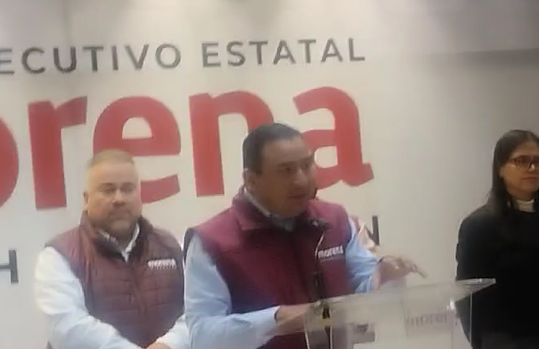 Rigoberto Márquez, secretario de finanzas de morena, da un informe financiero de su instituto político